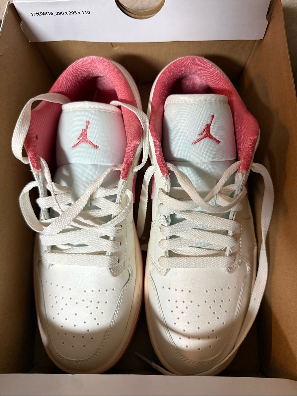 Jordan Air Force White and Pink Low-Top Sneakers